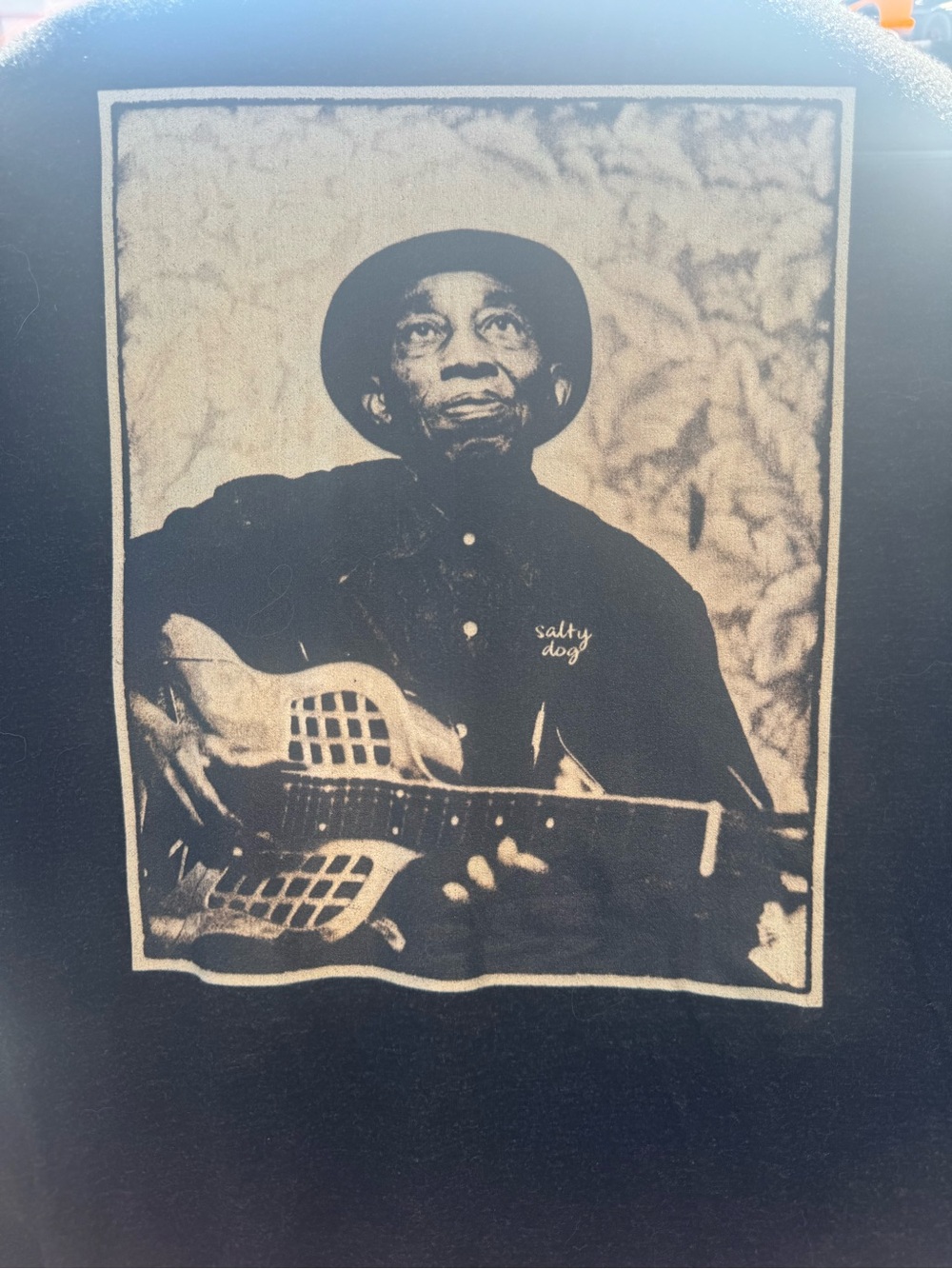 Black & Cream Mississippi John Hurt Blues Guitar Portrait Wall Art Print